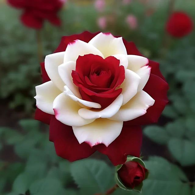 🌹 Seltene Zwillings-Rot-Weiße Rosenblumensamen